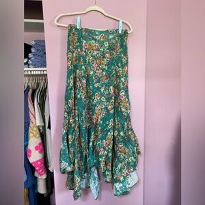 Natural Life M Medium Feelin' Alive Convertible Midi Skirt - Turquoise Floral